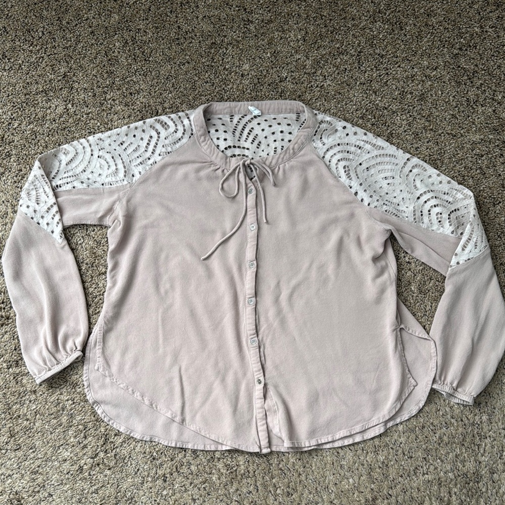 GENTLE FAWN Women's Dusty Rose Lace Blouse Size S